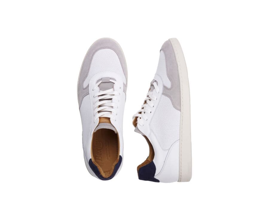 Sneakers homme cuir Velours Gris Clair et Cuir Blanc - BORONIA