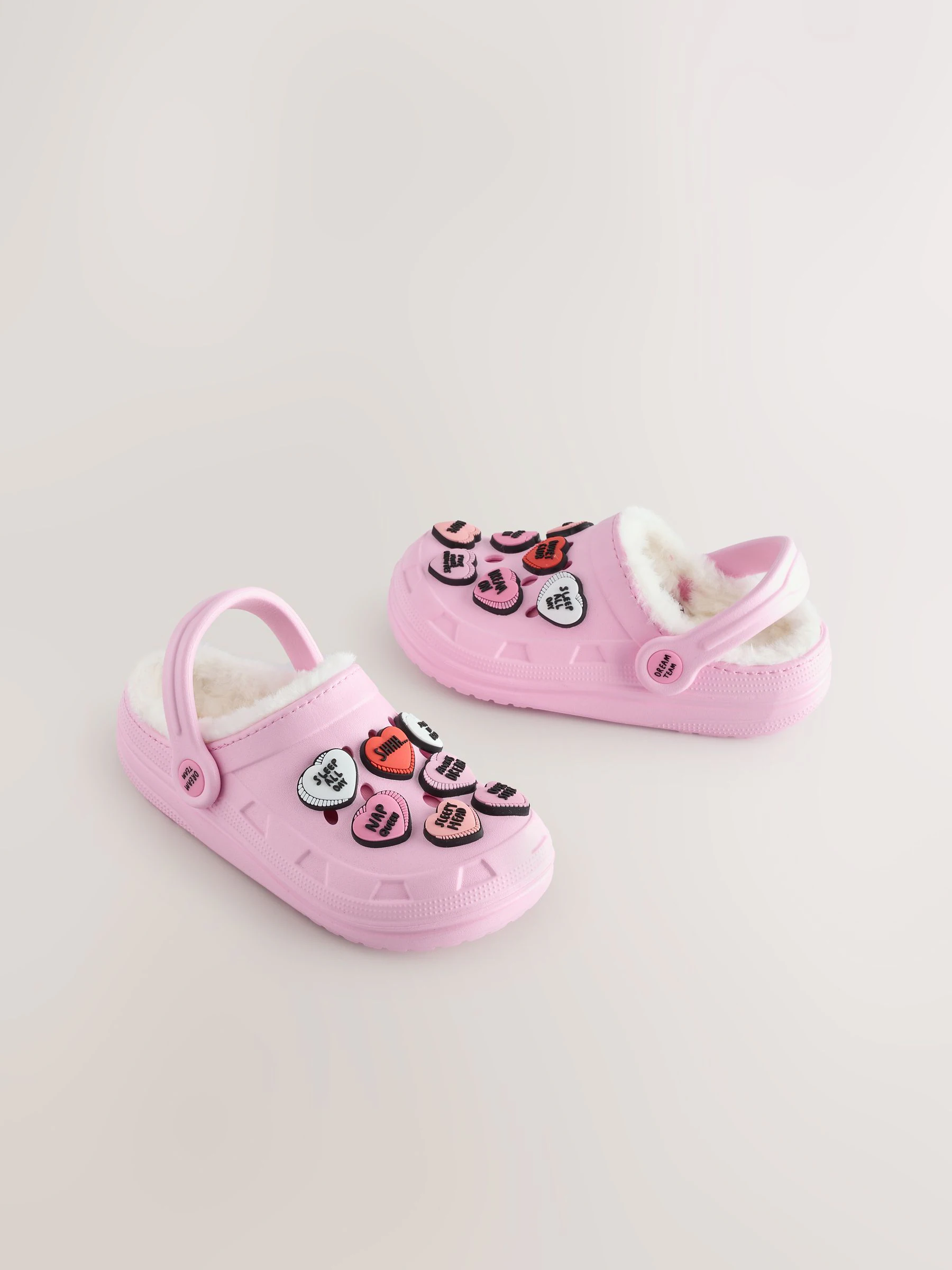 Roze met hartjesprint - Pantoffelklompen