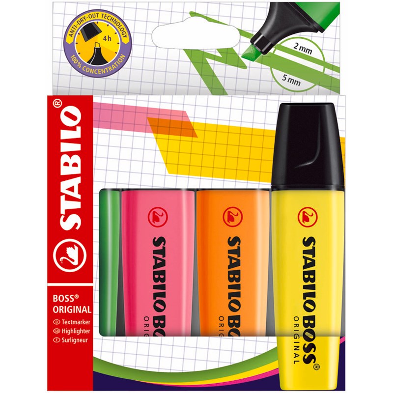 STABILO<br>Highlighter Boss 4 stk.
