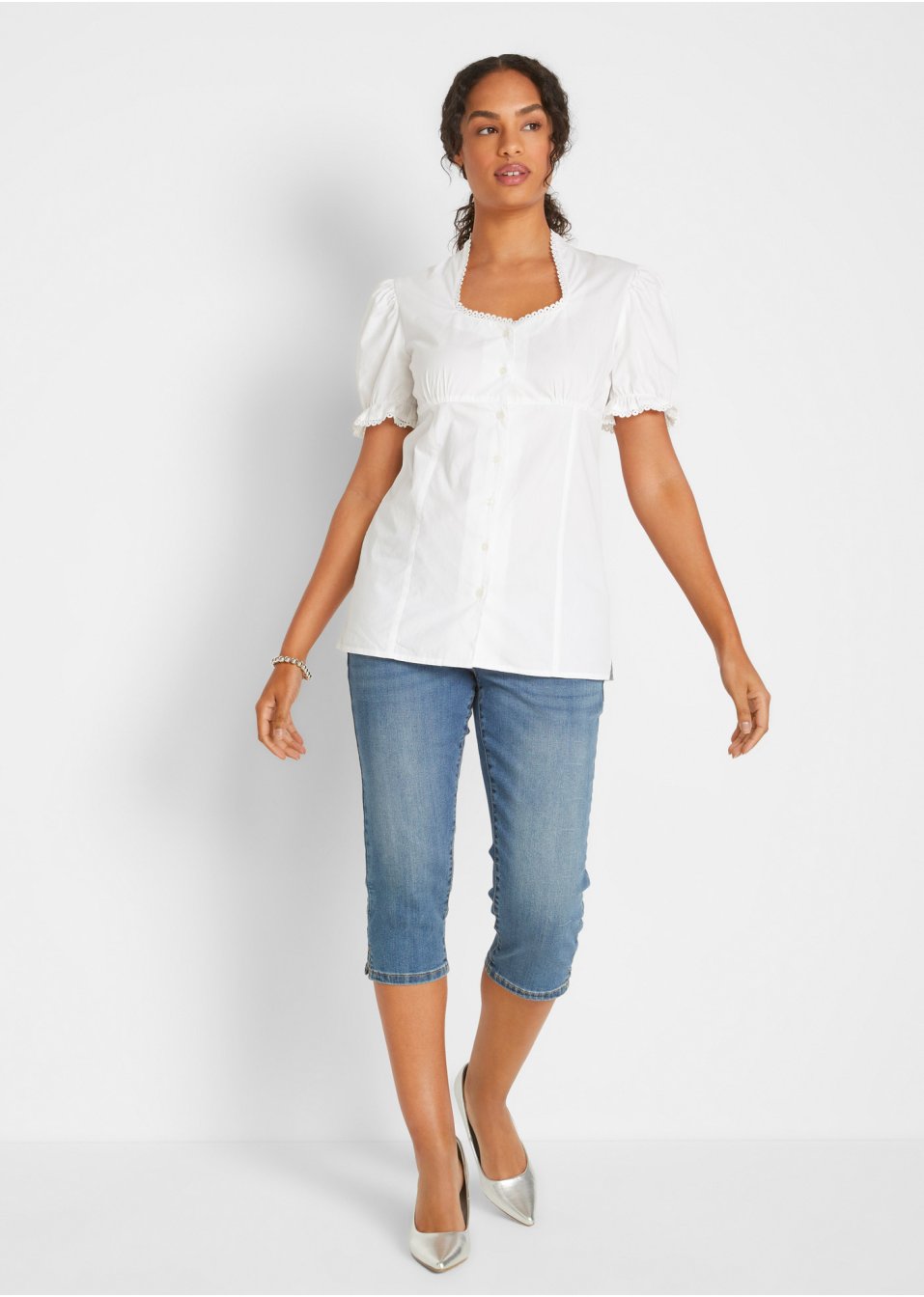 Blouse bavaroise à col Blanche-Neige
