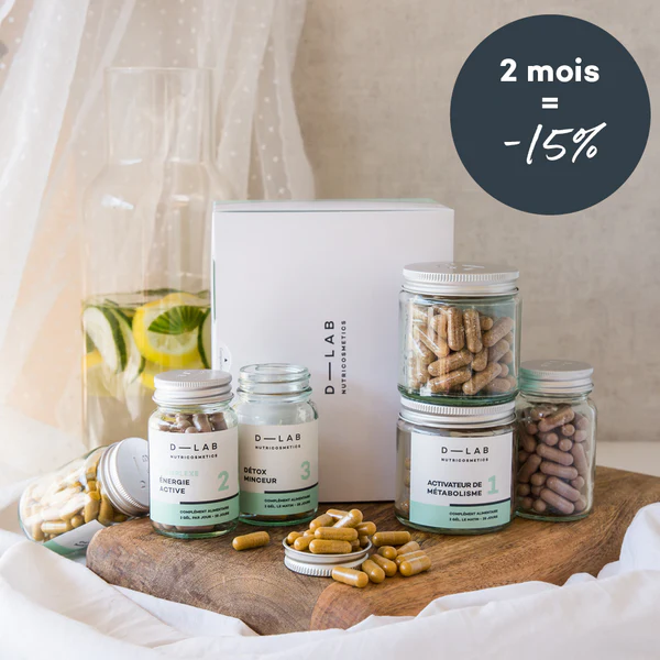 D-lab Programme Brûle-Graisses | Perte de poids globale - Cure 1 mois FLACONS EN VERRE - GÉLULES VÉGÉTALES