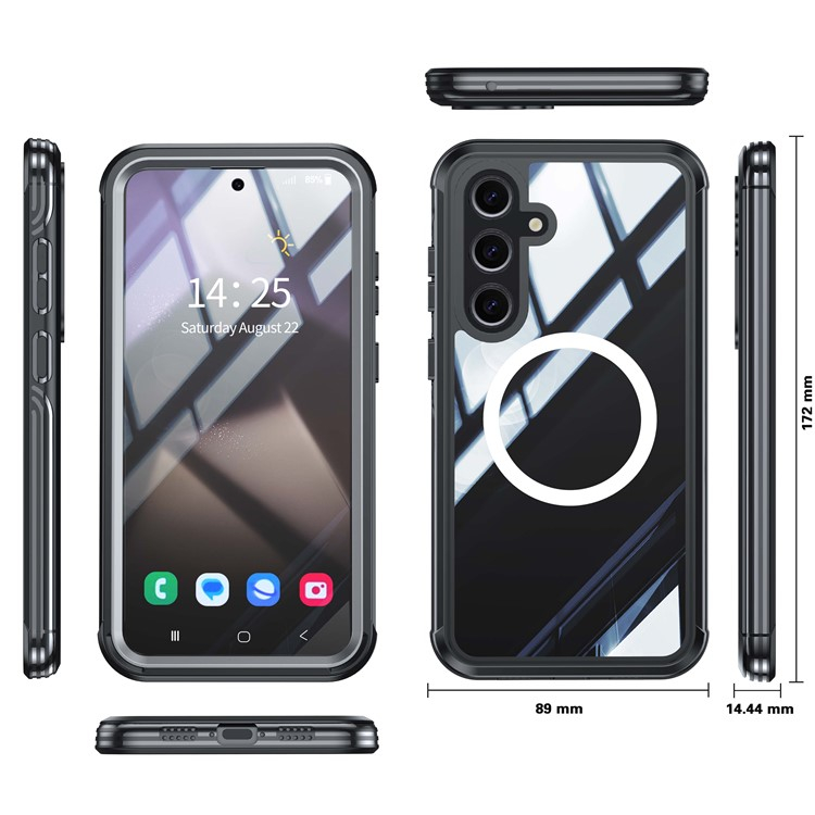 Samsung Galaxy S24 FE Magnetische Schutzhülle mit Panzer Glas Backcover   Displayschutz (Magnet-Technologie) - Schwarz / Grau