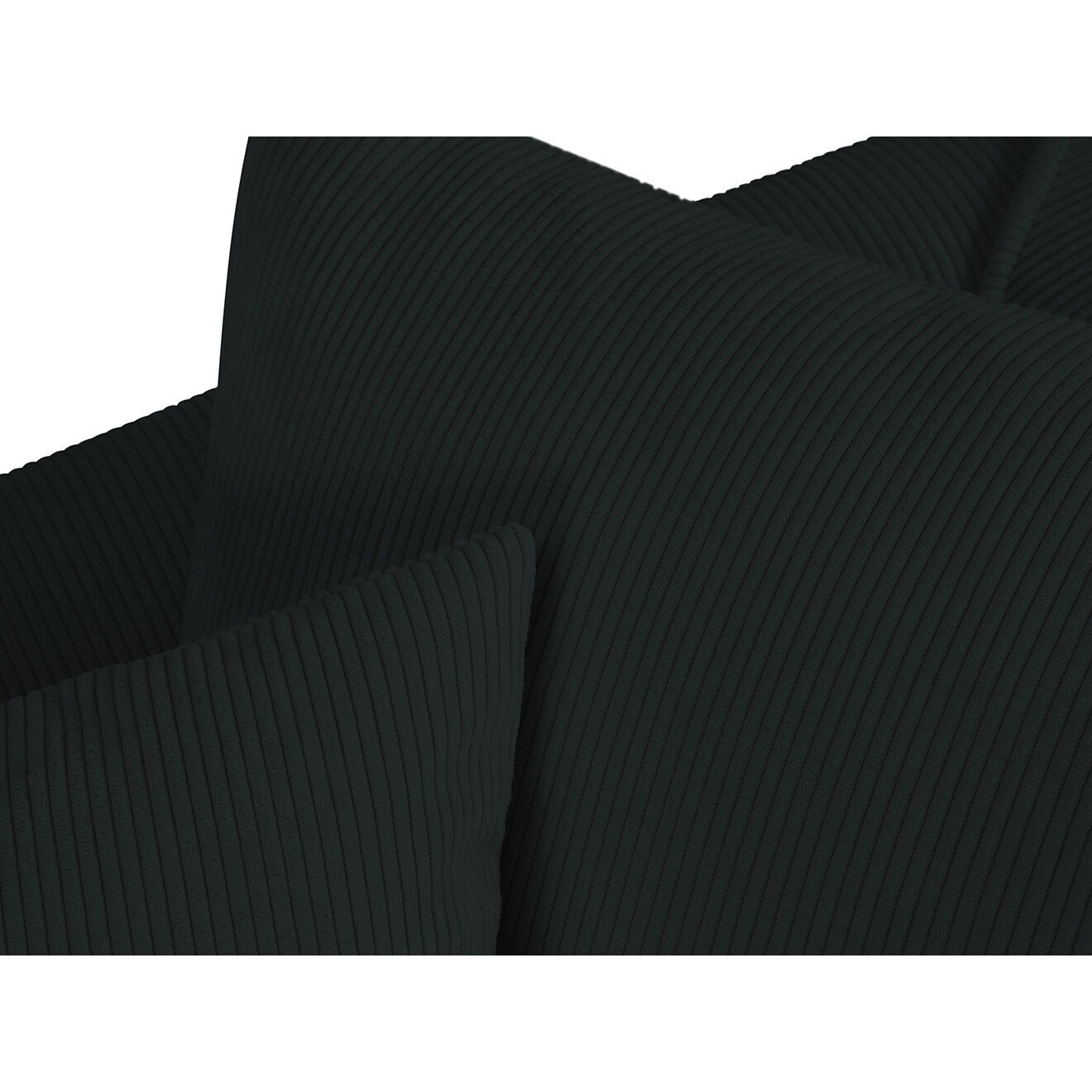 Mazzini Sofas Canapé d'angle Gauche Quince Velours côtelé 4 Places noir - 221x171x80 cm