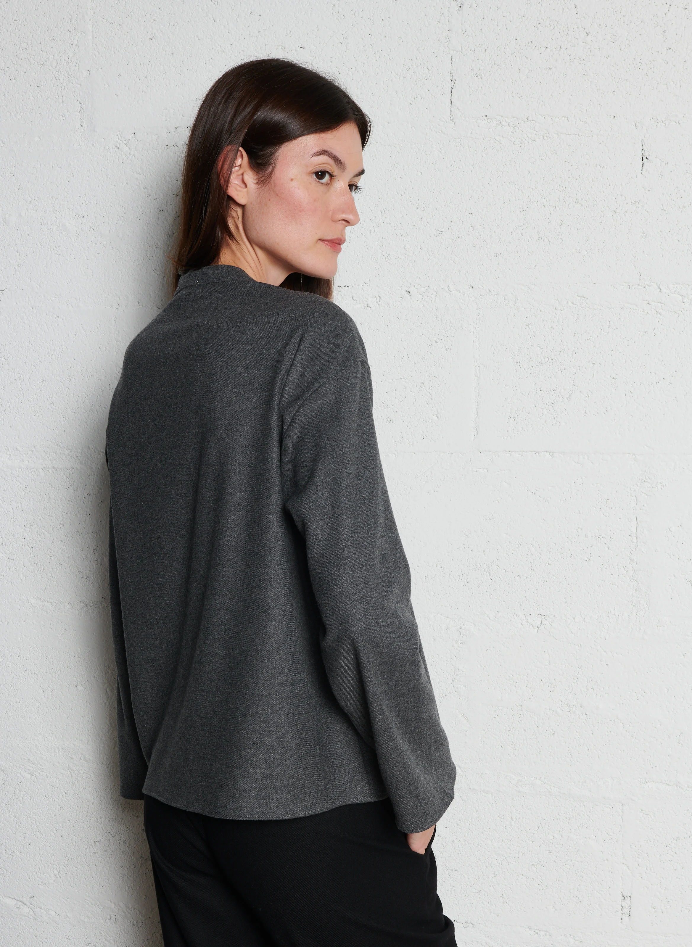 TISSA - Top col tunisien droit en maille | Gris
