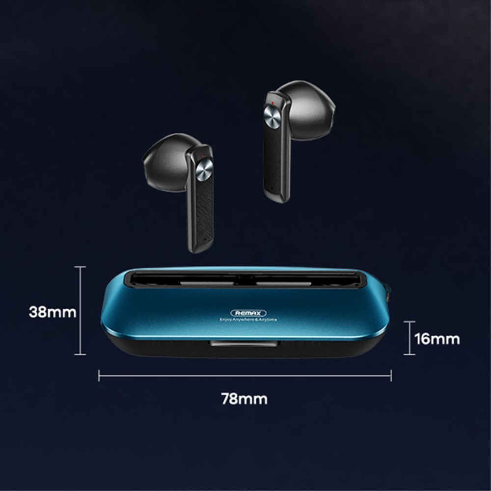 Kabellose TWS Bluetooth 5.3 In-Ear Kopfhörer Headset IPX6 mit Ladecase und Touch Control (280mAh) / Handschlaufe - Schwarz / Blau
