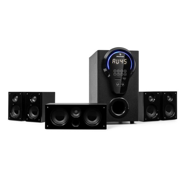 Auna Sistema Surround 5.1 Areal 525 DG 125W RMS Opt-In BT USB SD AUX Comando de Controlo Remoto Black