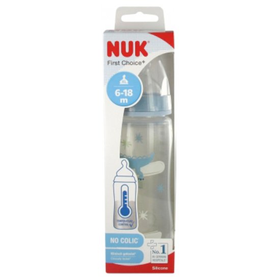 Biberon First Choice+ Temp Control Silicone   Bleu clair        360 ml   de               Nuk