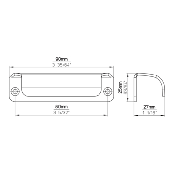 Greep Douwe aluminium 90mm