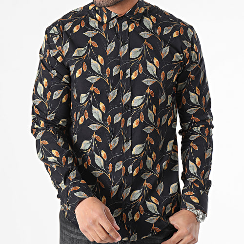 Chemise Manches Longues Noir Floral