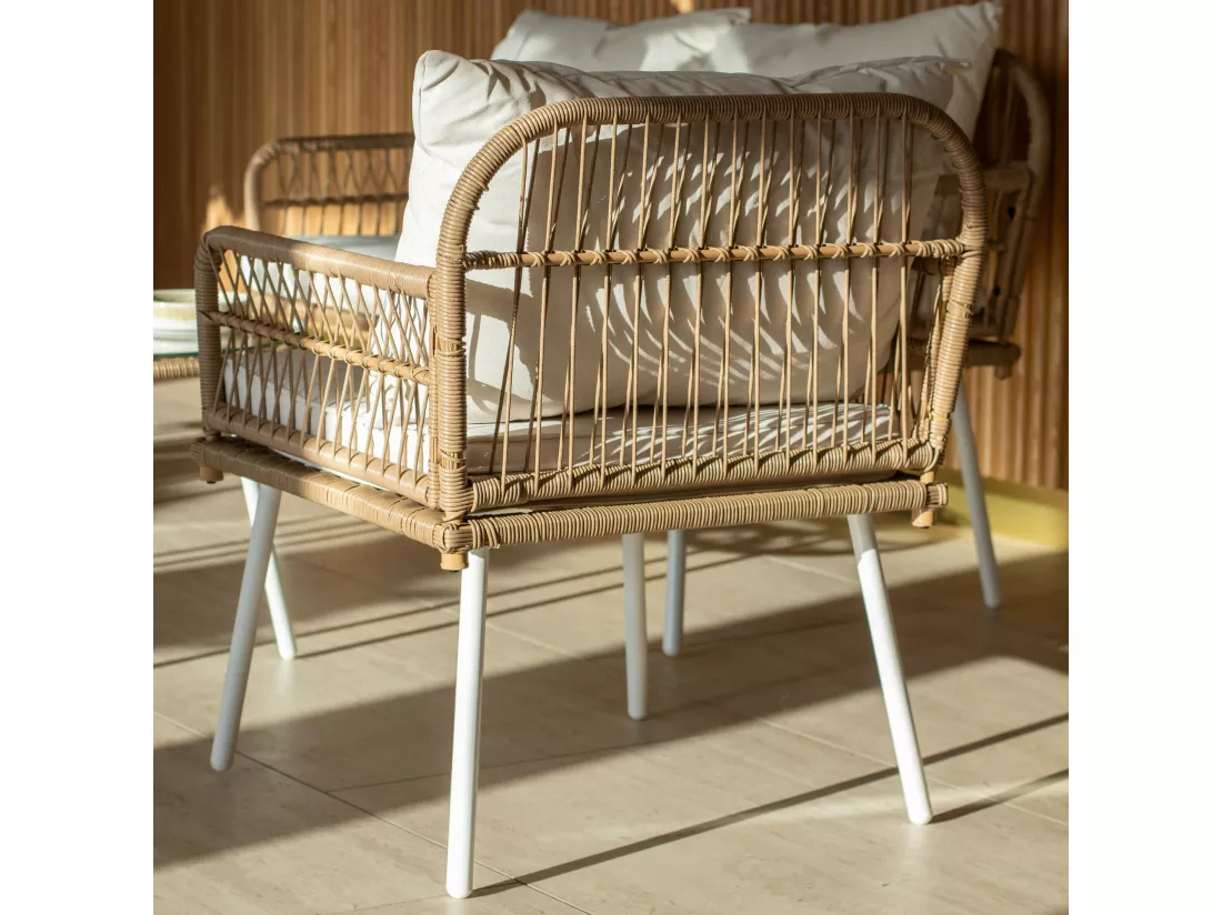 Now's Home - Salon De Jardin En Rotin Synthetique Et Structure Aluminium