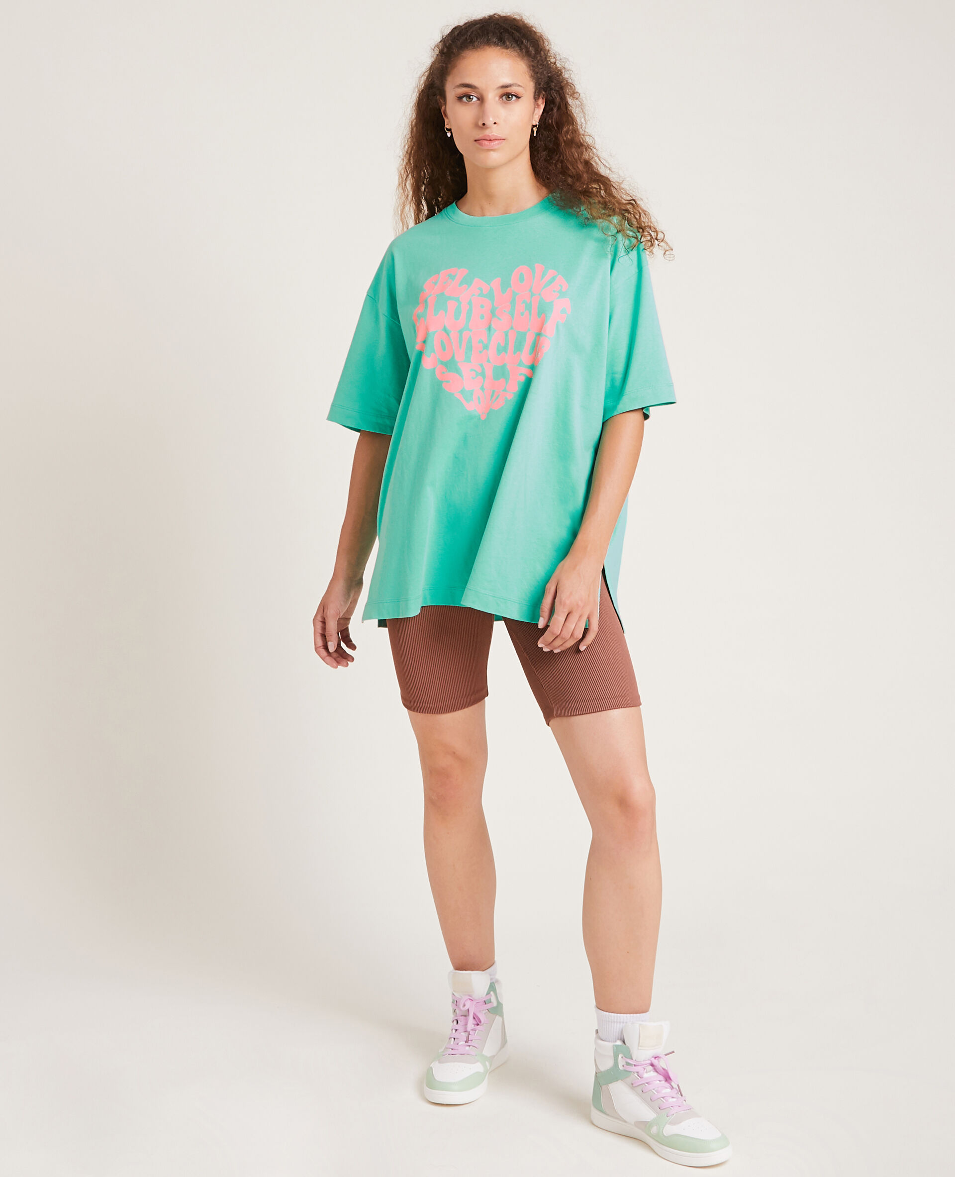 T-shirt oversize col rond - Vert