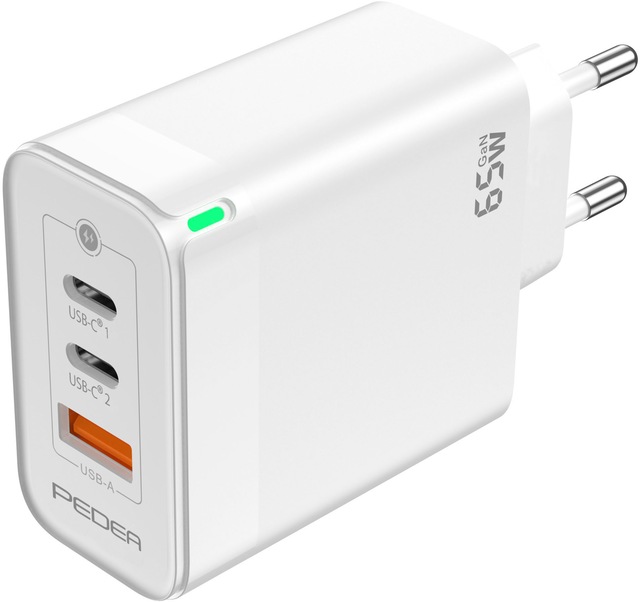 PEDEA Schnelllade-Gerät »Triple 65W GaN USB-C (PD) USB-A« geeignet für Apple iPhone, Samsung Galaxy, Google Pixel