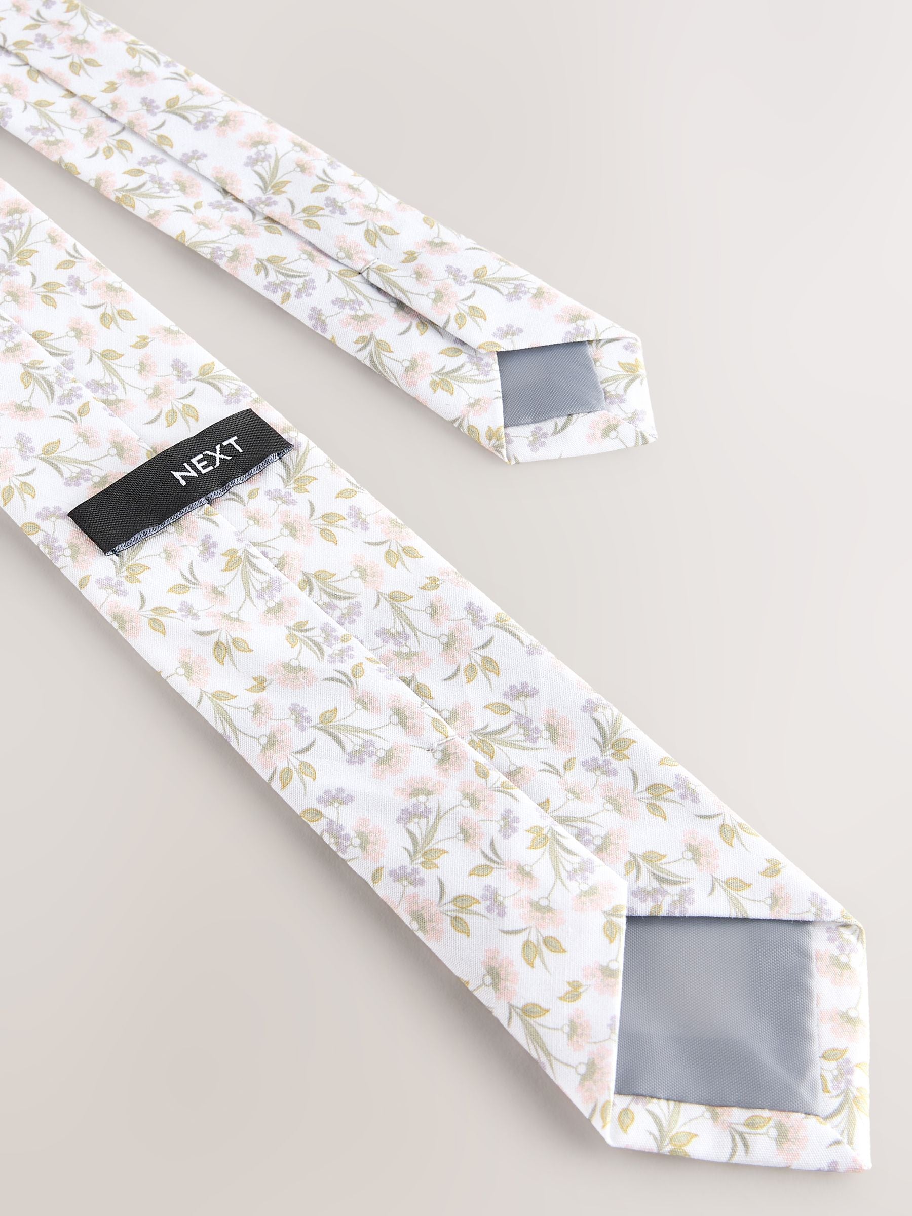 Wit - Bloemenprint 100% katoenen Stropdas (1-16jr)