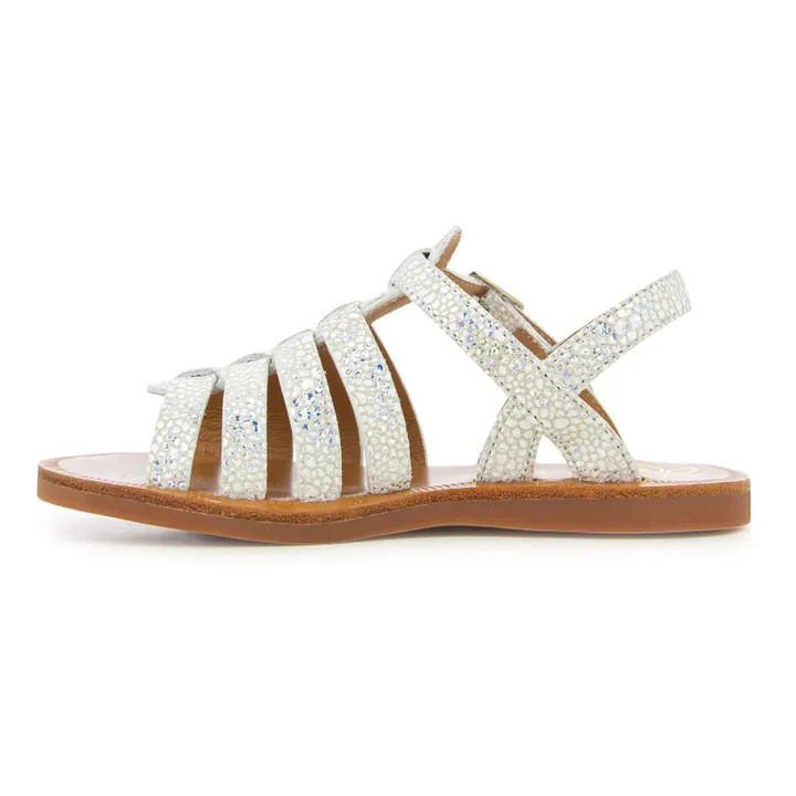 Pom d'Api Sandales Plagette Strap | Blanc moucheté