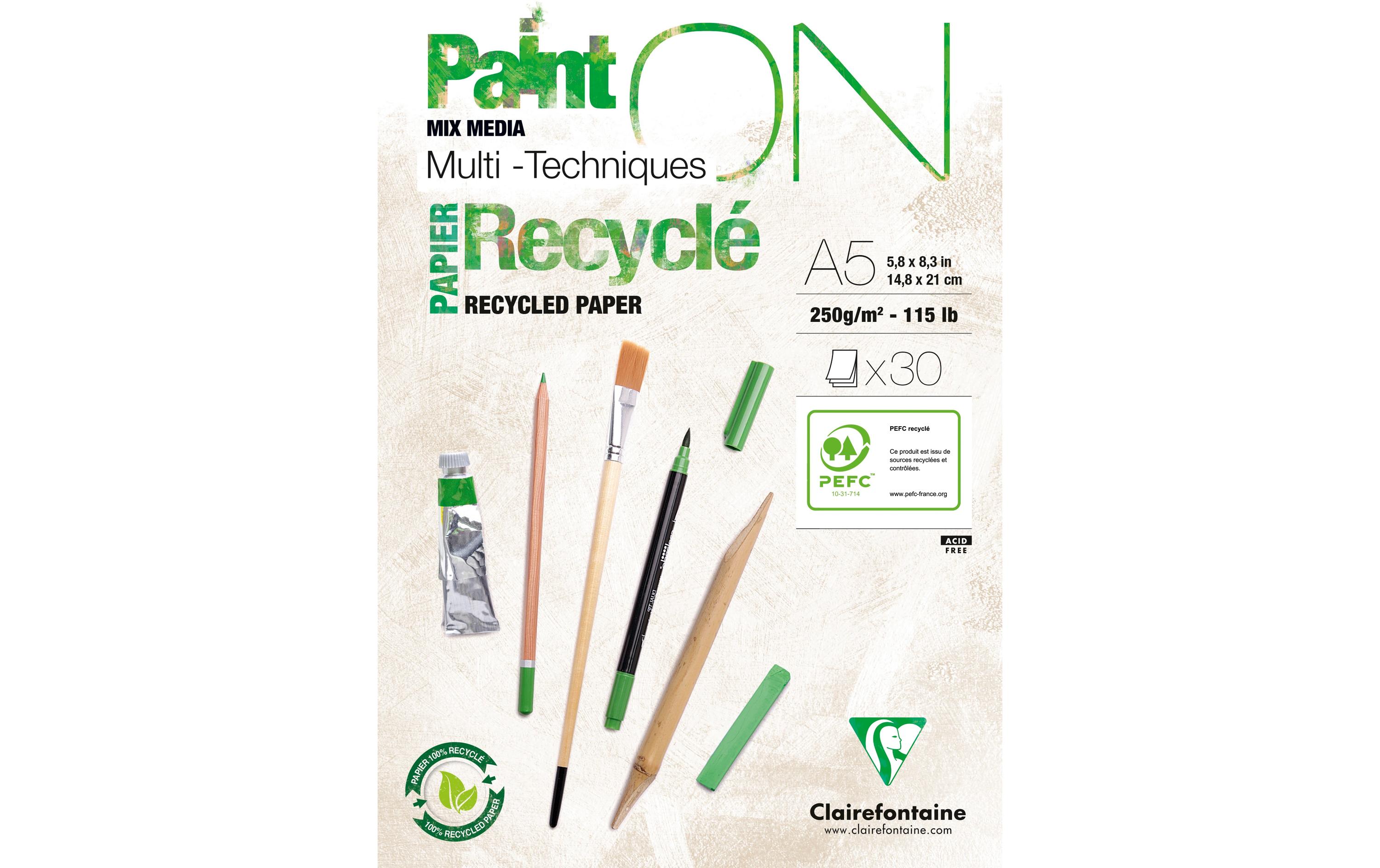 PaintON Block Recycling 14.8 x 21 cm100% recyceltes Zellulosepapier für trockene und feuchte Techniken