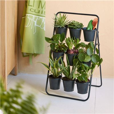 Support plantes 9 pots en métal
