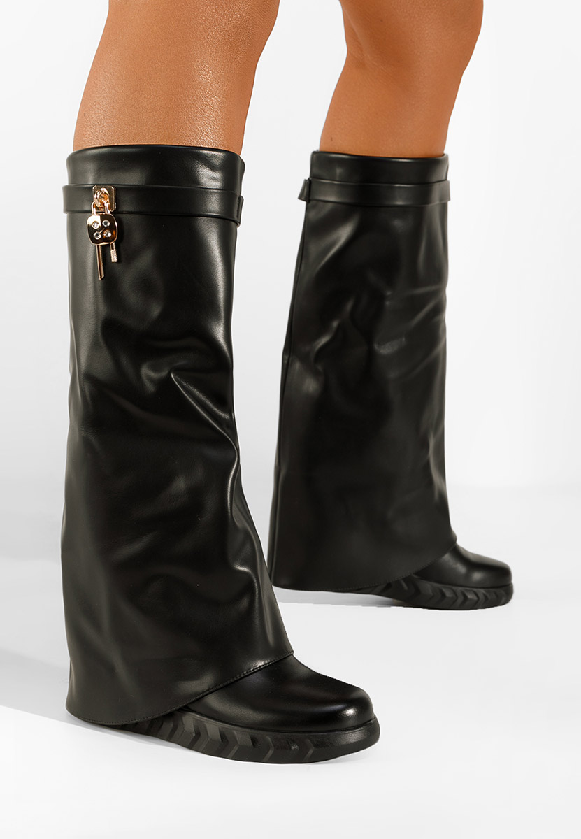 Bottes compensée femme noires Ipira