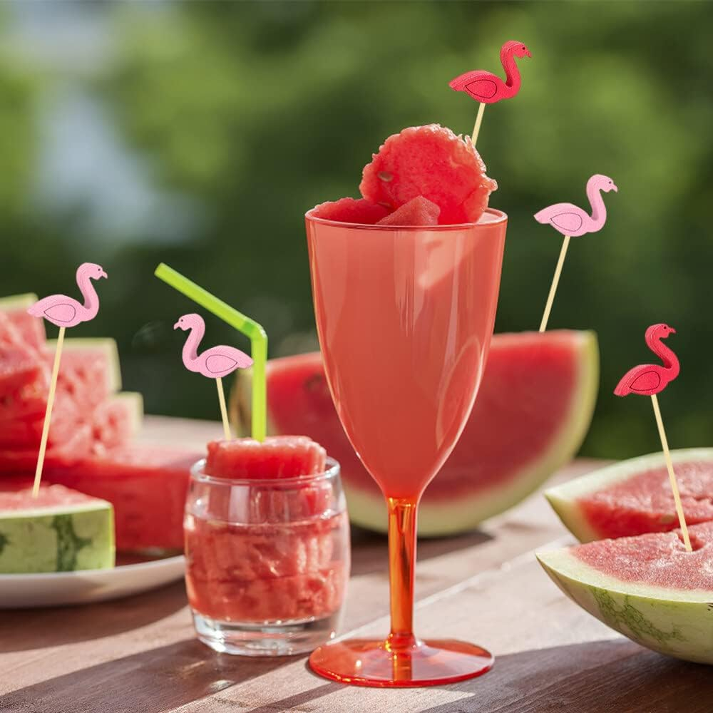 (95er Set) Cocktail Sticks Fingerfood Sommer Party Spiesse Deko Zahnstocher - Flamingo