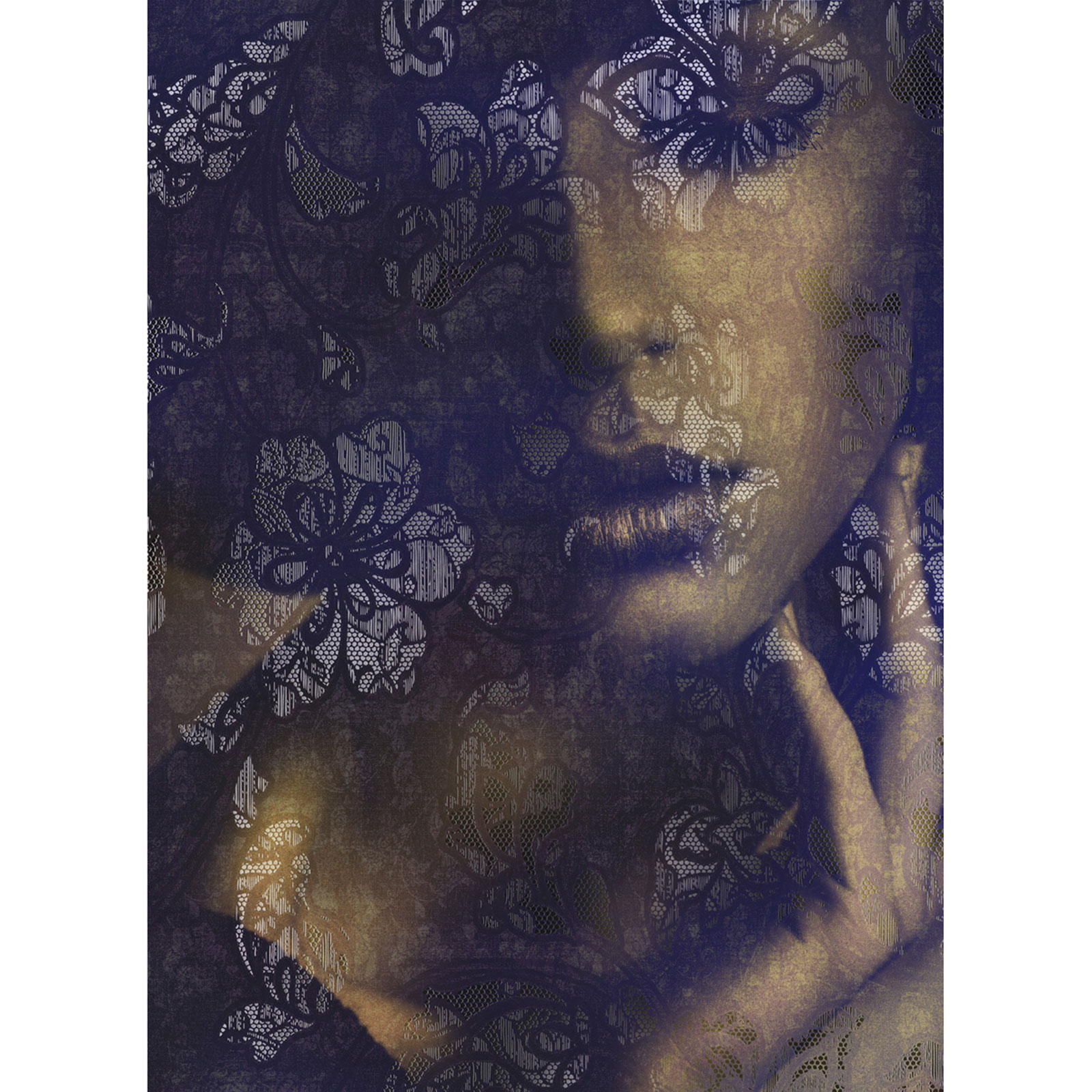 Vlies-Fototapete LACE - schwarz - 184x248 cm