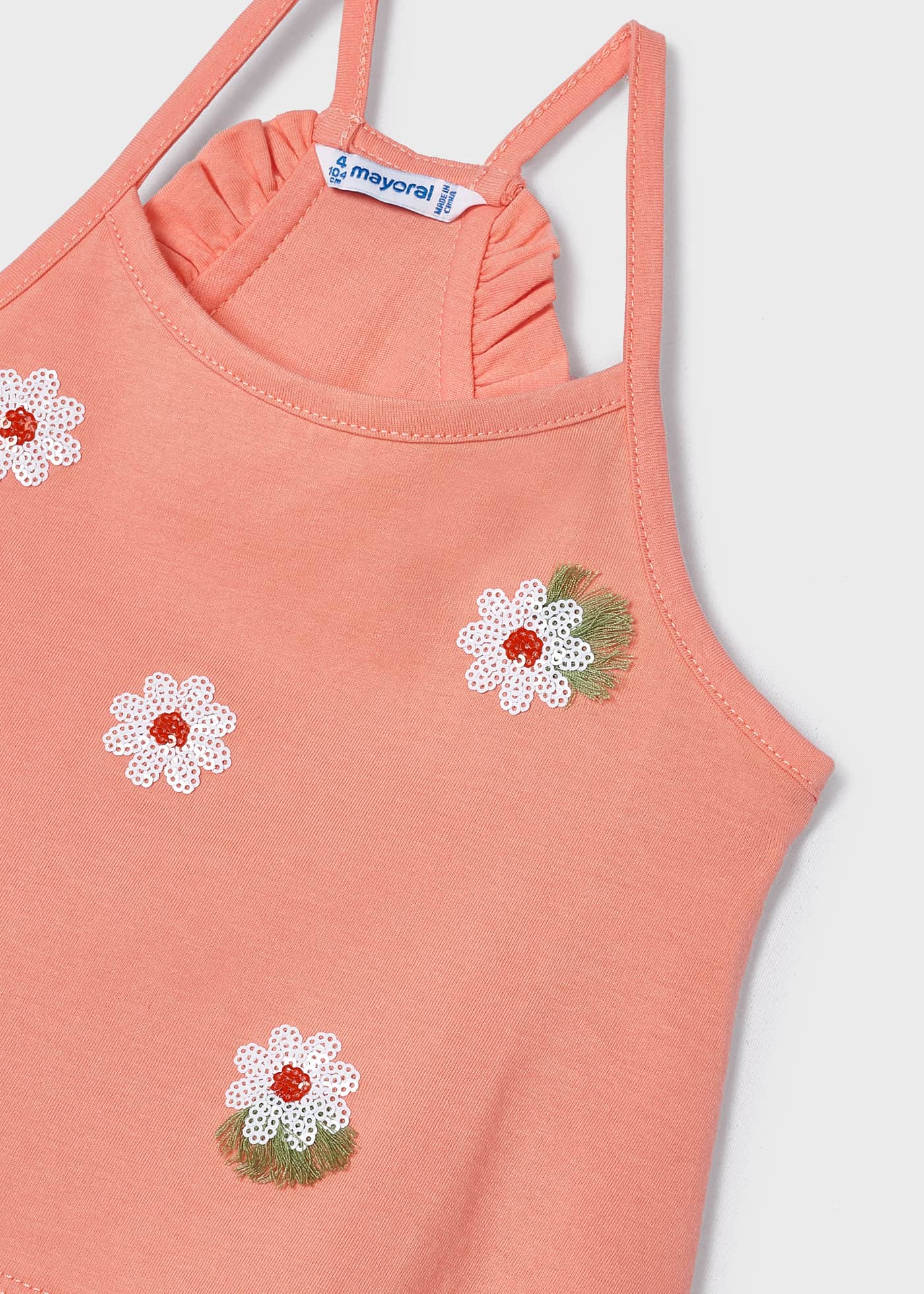 Conjunto de duas peças com apliques de algodão para meninas