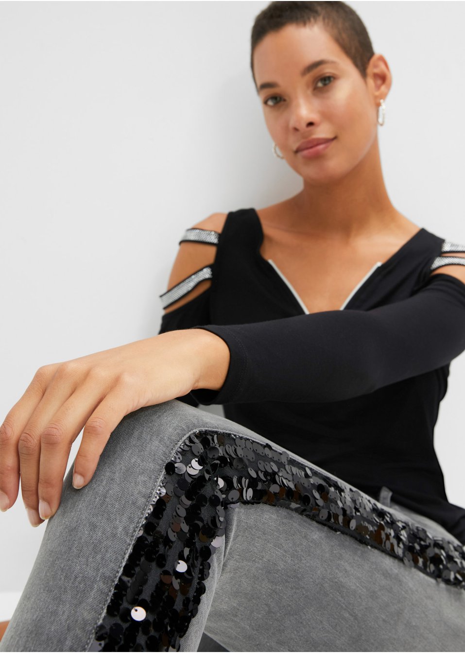 Jean skinny à paillettes