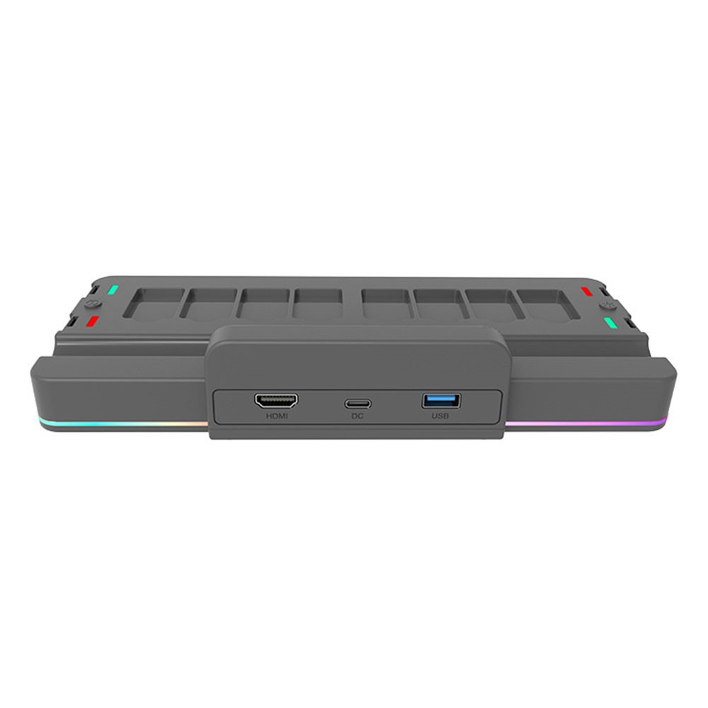RGB Ladegerät Dockingstation Charging Dock für Nintendo Switch / OLED   4x Joy-Cons mit Spiele Halterung und HDMI / USB C / USB A Anschluss - Schwarz