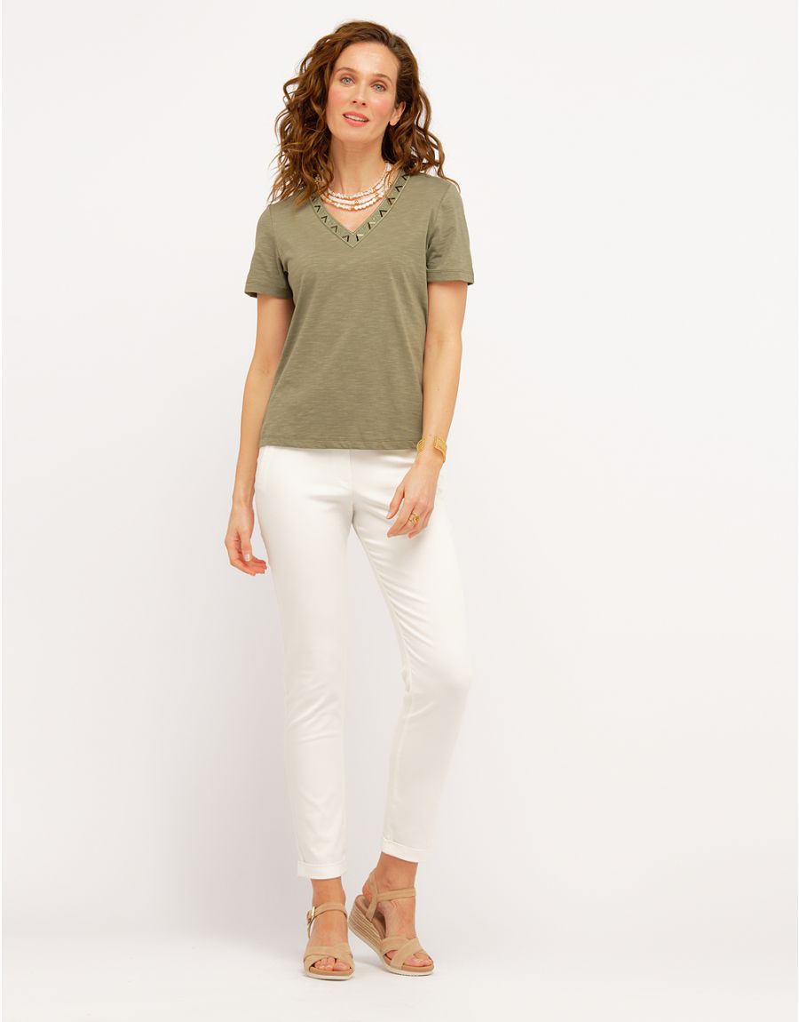 T-shirt kaki coton modal