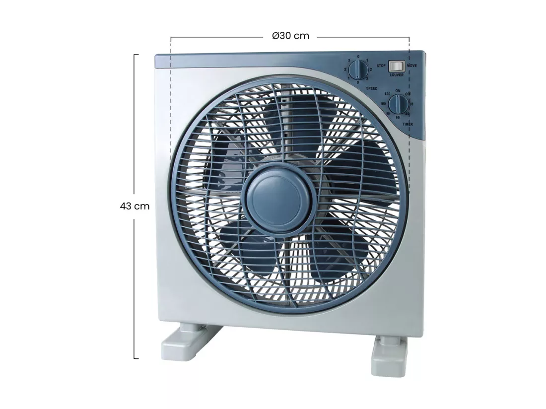 Ventilateur de Table Ø30cm 50W 3 Vitesses Gris/Bleu Boite O91