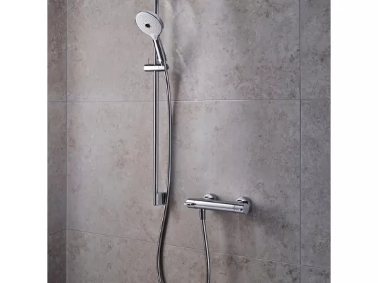Pommeau de douche DURAVIT 3 jets type massage flexible et barre chromé