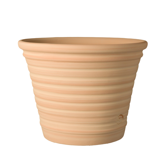Pot Cuvier strié en terre cuite claire Ø 25 x H. 20 cm
