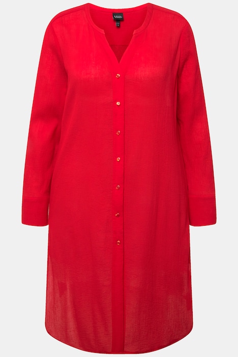 Longbluse, Struktur, A-Linie, Tunika-Ausschnitt, Langarm