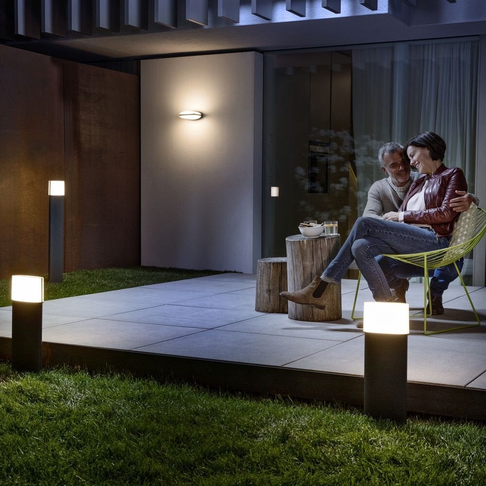 Endura LED-padverlichting in donkergrijs en wit, 12,5W, 890lm, IP44, 500mm