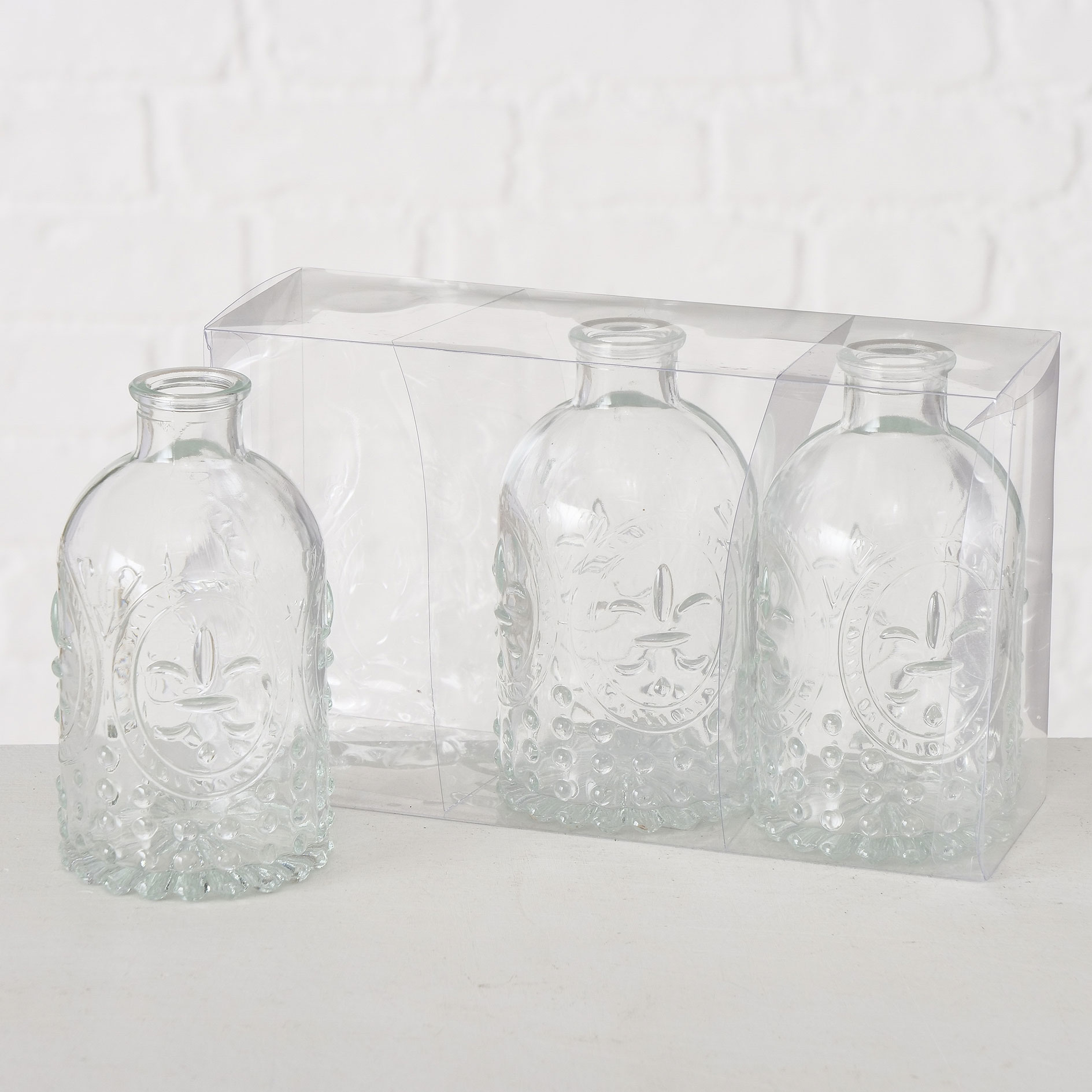 3-teiliges Set Vase - transparent - Glas