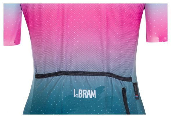 Maillot Manches Courtes Femme LeBram Vence Rose Ciel Coupe Ajustée