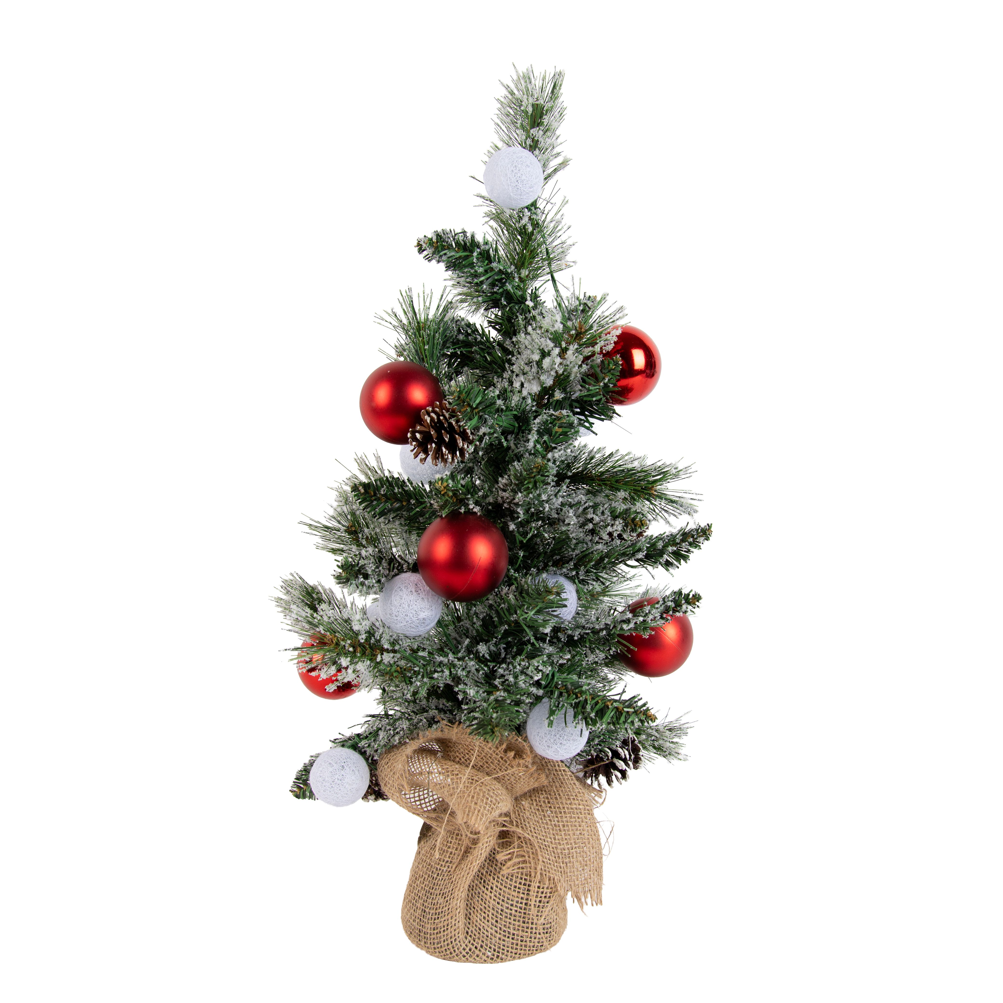 Kerst kerstboom wit met rood 60cm incl. LED met timer - Jack
