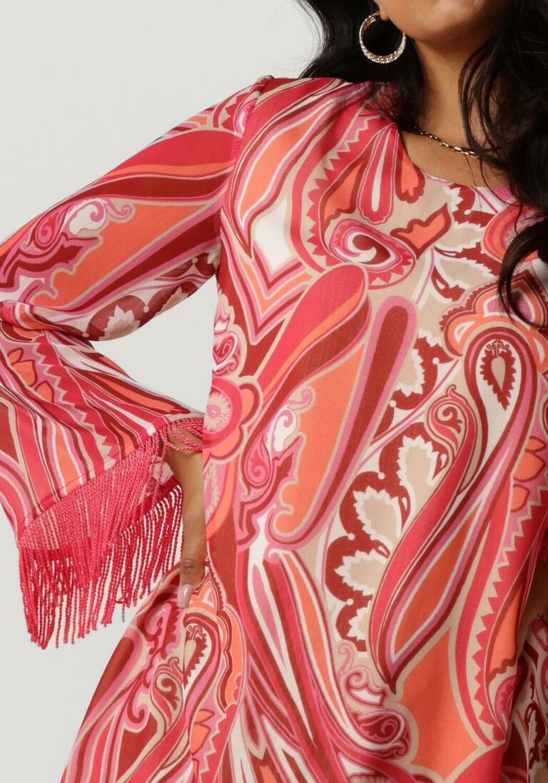 ANA ALCAZAR roze ana alcazar mini jurk tunic fringes