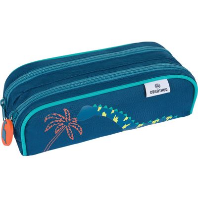 Trousse Dino - 2 compartiments - marine et bleu - Oberthur