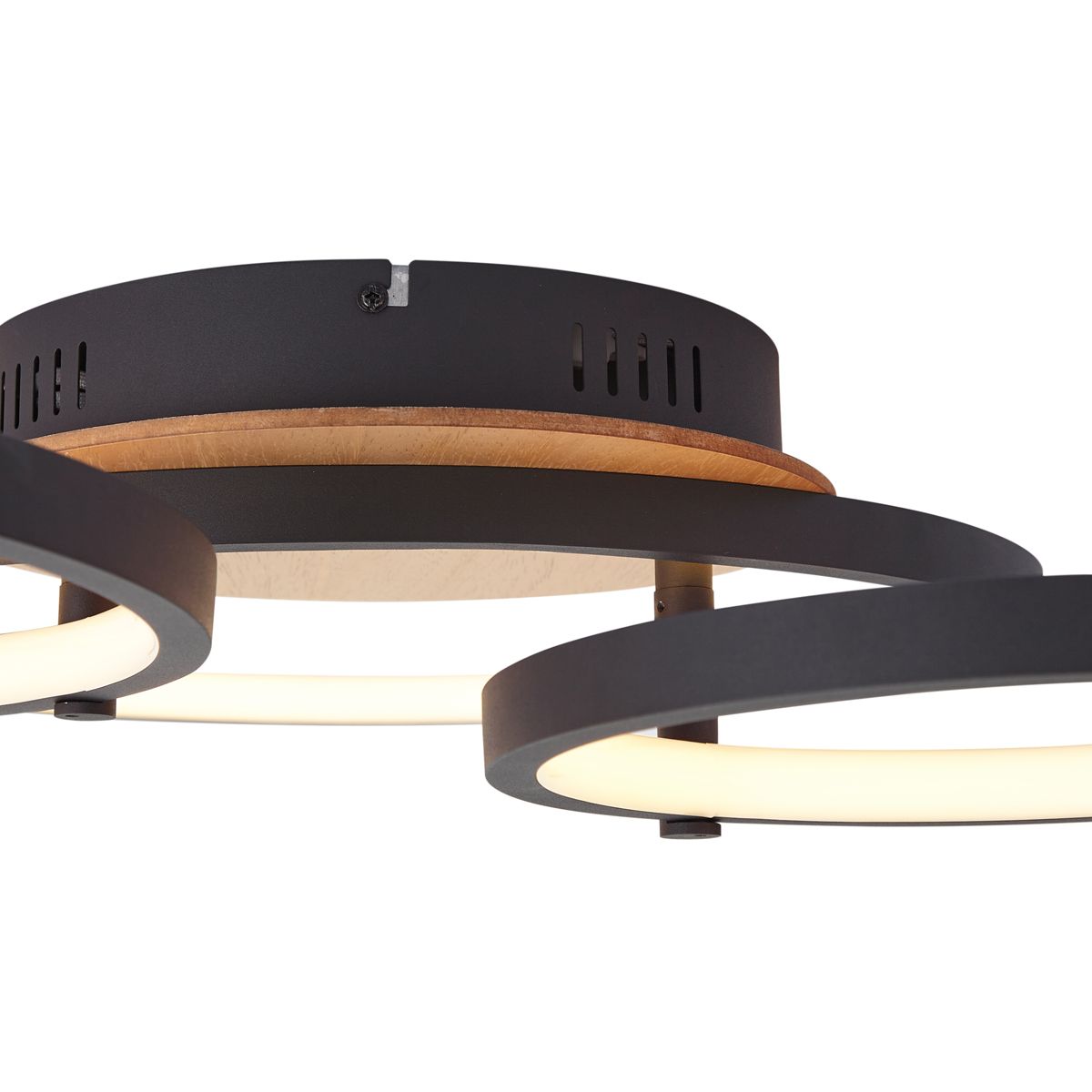Moderne plafondlamp hout incl. LED 3-staps dimbaar 3-lichts - Rondas