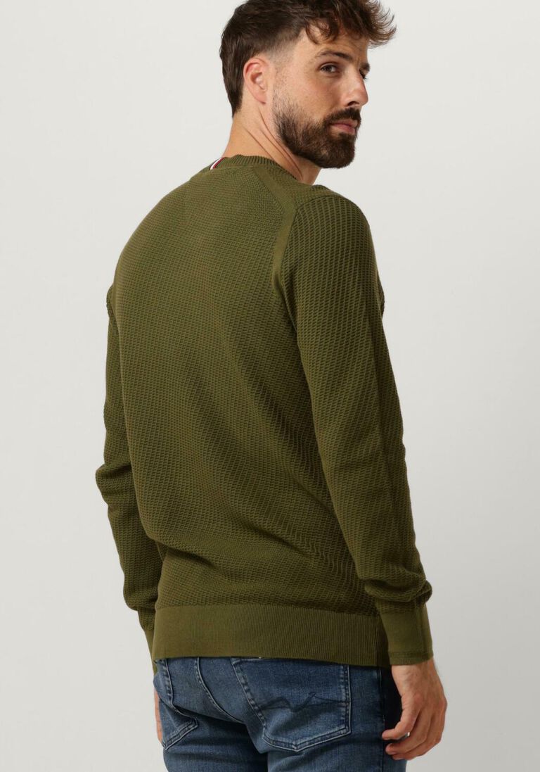TOMMY HILFIGER groene tommy hilfiger trui rectangular structure crew nk