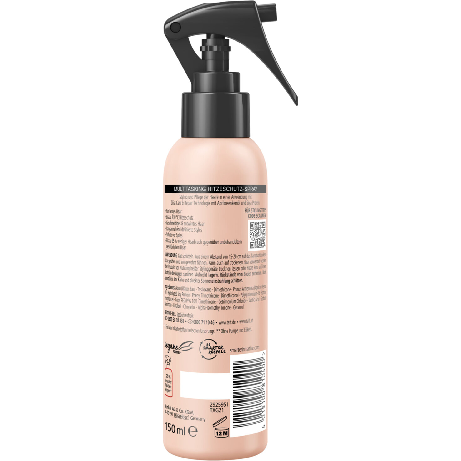 Schwarzkopf Taft Multi-Tasking Hitzeschutz-Spray Taft x Gliss Lovely Long