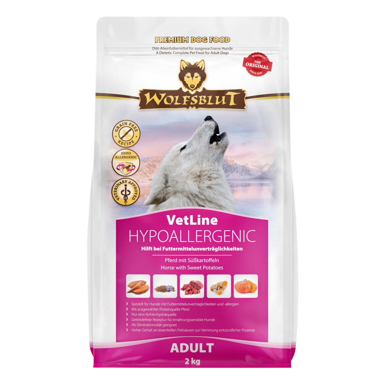 WOLFSBLUT Adult VetLine Hypoallergenic, Pferd 2 kg