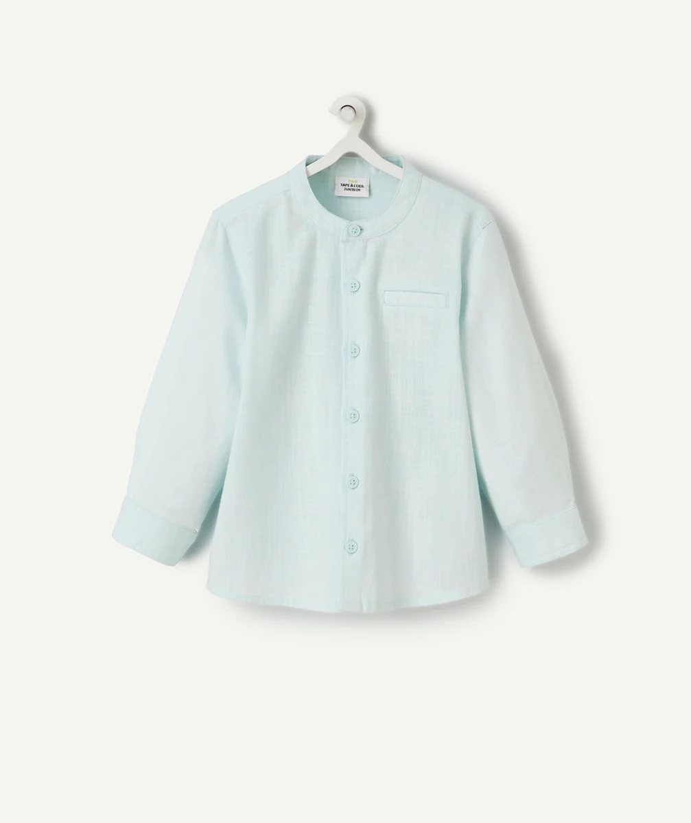 CHEMISE COL MAO BÉBÉ GARÇON VERT MENTHE