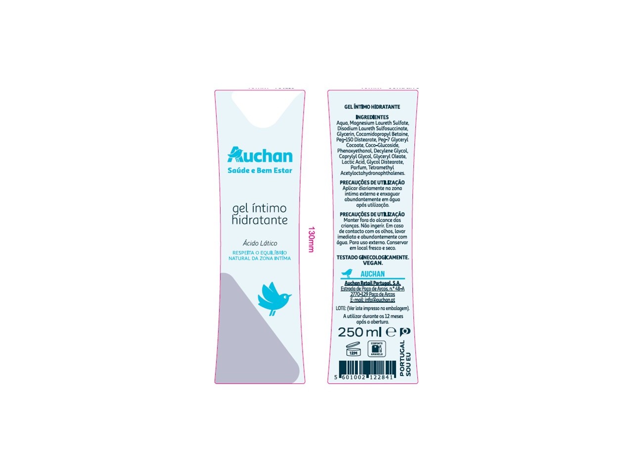 GEL ÍNTIMO HIDRATANTE AUCHAN SAÚDE E BEM ESTAR 250ML