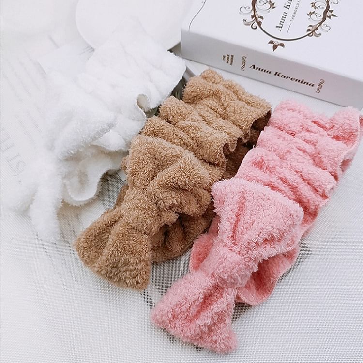 Karnemelk - Bow Chenille Face Wash Hoofdband