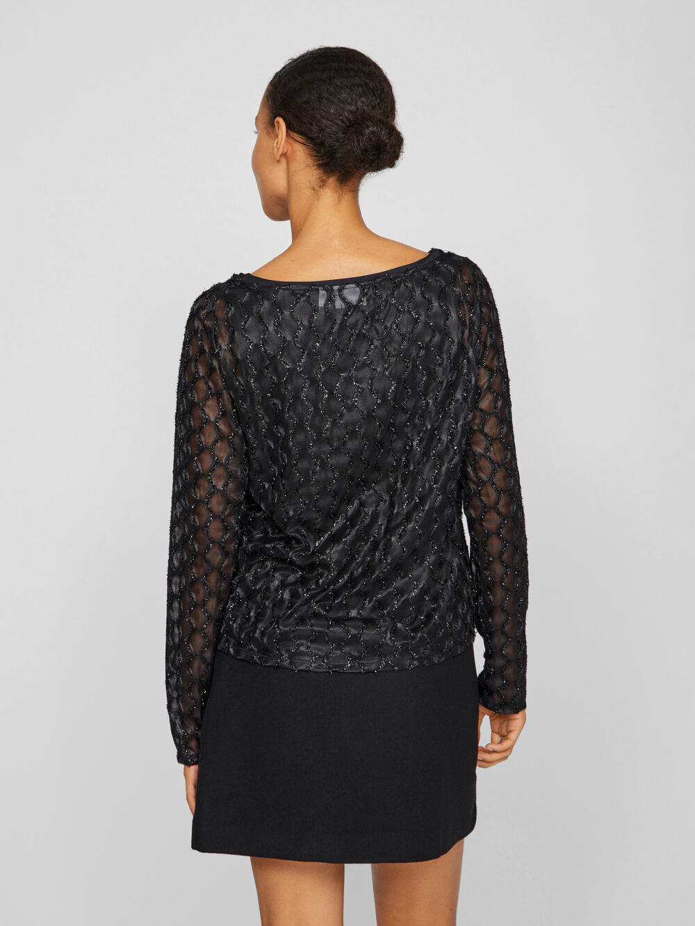 Vila  Vizalma Boatneck L/S bluse - Black Beauty