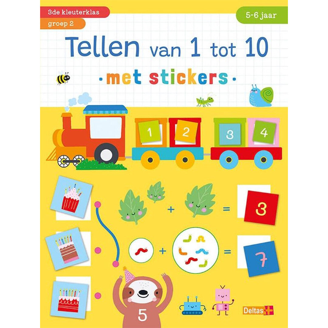 Uitgeverij deltas tellen van 1 tot 10 met stickers