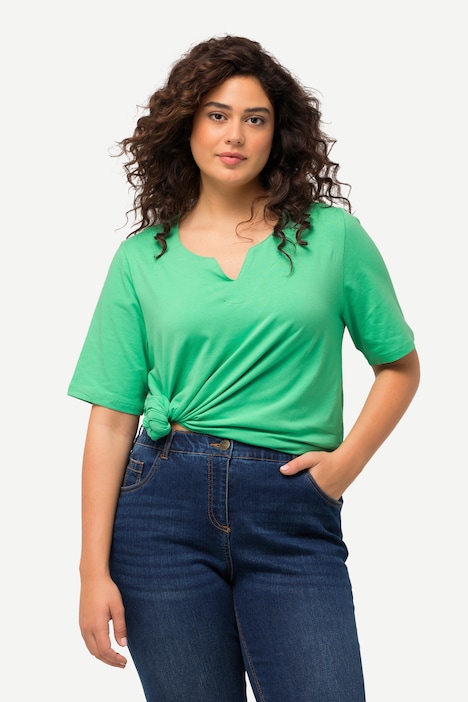 T-Shirt, A-Linie, Tunika-Ausschnitt, Halbarm