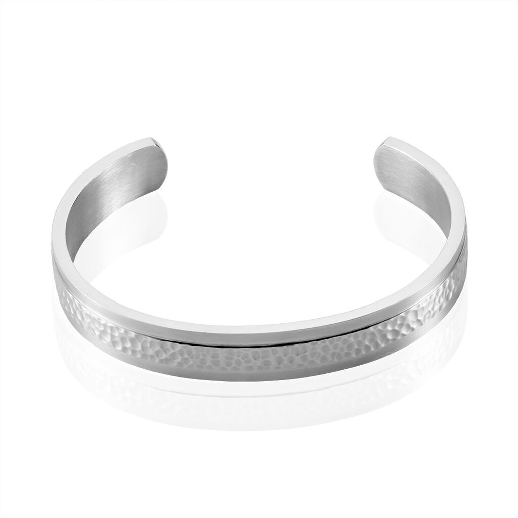 Bracelet Jonc Ouvert Acier Blanc Vincentius
