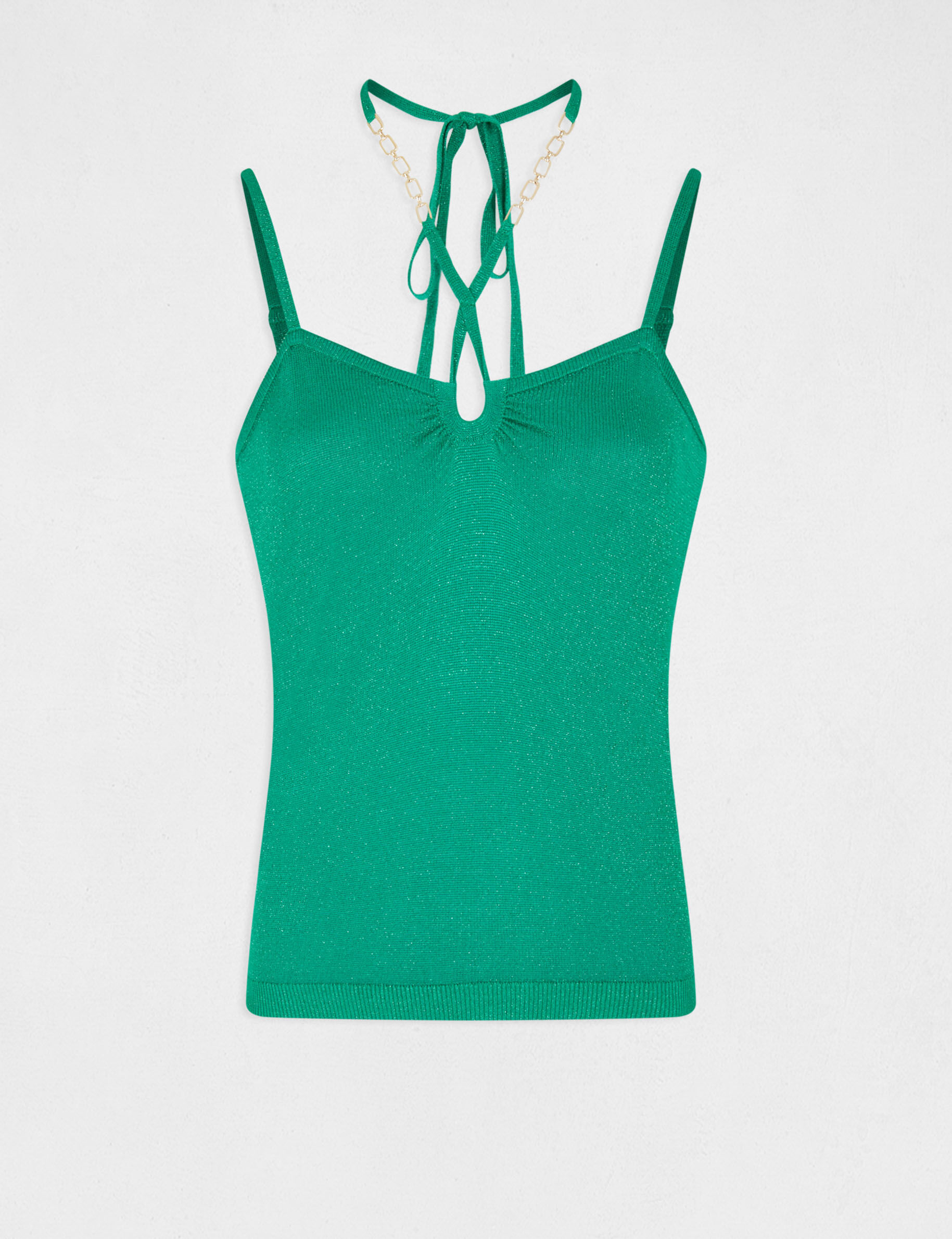 Débardeur pull avec bretelles croisées vert femme - vert