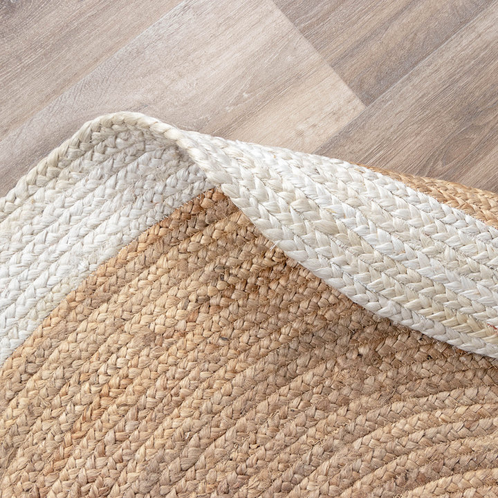 Jute vloerkleed - Fair Rond Naturel/Wit | Bohemian look